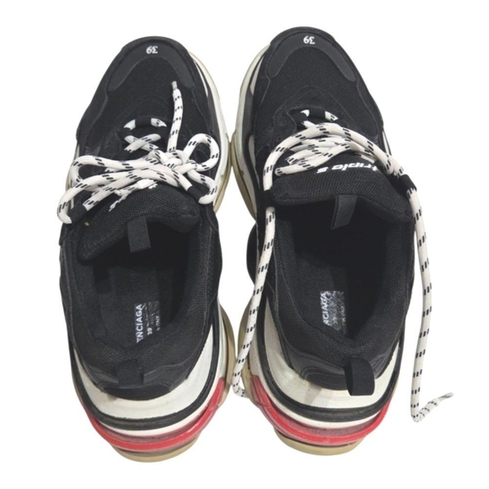 Balenciaga Black Leather and Mesh Triple S Low Top Sneakers Size 39 Women - Picture 7 of 10